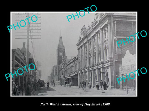 OLD LARGE HISTORIC PHOTO OF PERTH WEST AUSTRALIA, VIEW OF HAY STREET c1900