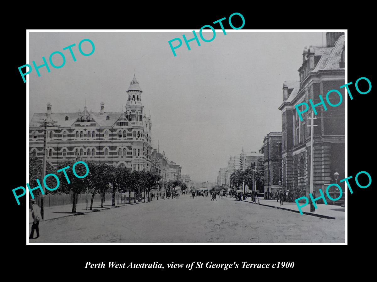 OLD LARGE HISTORIC PHOTO OF PERTH WEST AUSTRALIA, St GEORGES TERRACE c1900