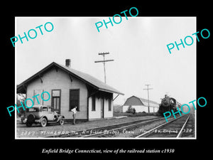 OLD LARGE HISTORIC PHOTO OF ENFIELD BRIDGE CONNECTICUT RAILROAD STATION c1930