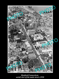 OLD LARGE HISTORIC PHOTO OF HARTFORD CONNECTICUT, AERIAL VIEW OF THE CITY c1950