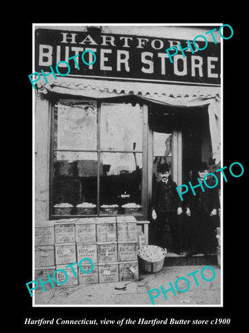 OLD LARGE HISTORIC PHOTO OF HARTFORD CONNECTICUT, THE HARTFORD BUTTER STORE 1900