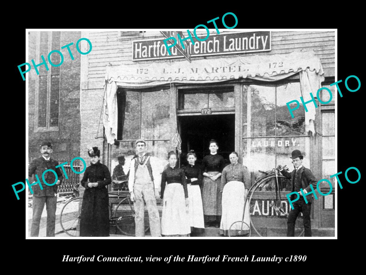 OLD LARGE HISTORIC PHOTO OF HARTFORD CONNECTICUT, THE FRENCH LAUNDRY c1890