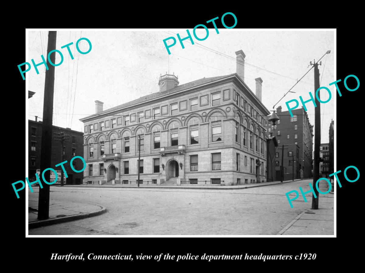 OLD LARGE HISTORIC PHOTO OF HARTFORD CONNECTICUT, THE POLICE HEADQUARTERS c1920