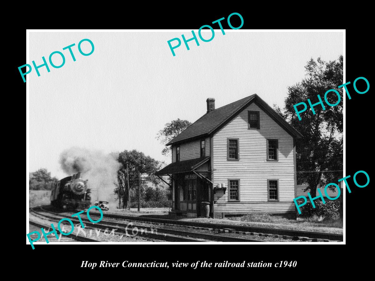 OLD LARGE HISTORIC PHOTO OF HOP RIVER CONNECTICUT, THE RAILROAD STATION c1940