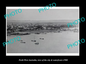 OLD LARGE HISTORIC PHOTO OF PERTH WEST AUSTRALIA, CITY & WATERFRONT c1900