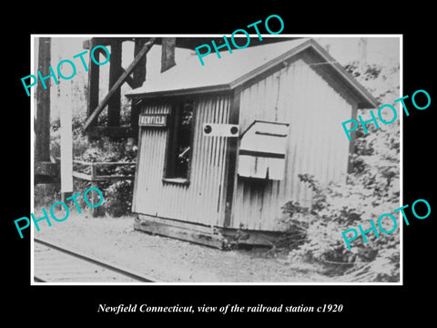 OLD LARGE HISTORIC PHOTO OF NEWFIELD CONNECTICUT, THE RAILROAD STATION c1920