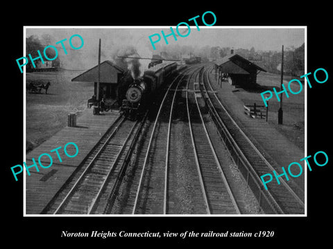 OLD LARGE HISTORIC PHOTO OF NOROTON HEIGHTS CONNECTICUT RAILROAD STATION c1920