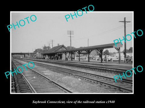 OLD LARGE HISTORIC PHOTO OF SAYBROOK CONNECTICUT, THE RAILROAD STATION c1940