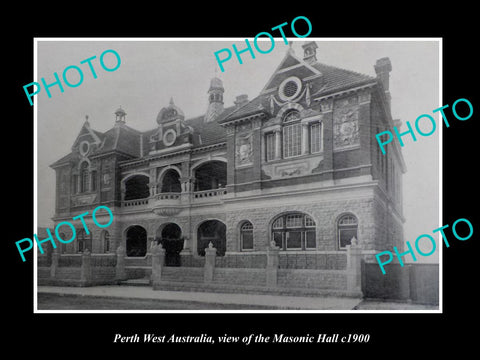 OLD LARGE HISTORIC PHOTO OF PERTH WEST AUSTRALIA, THE CITY MASONIC HALL c1900