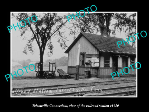 OLD LARGE HISTORIC PHOTO OF TALCOTTVILLE CONNECTICUT, THE RAILROAD STATION c1930