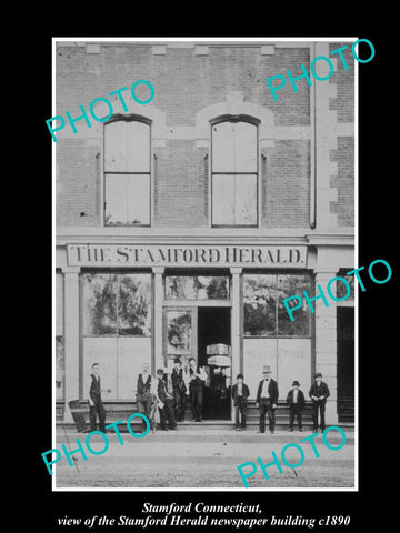 OLD LARGE HISTORIC PHOTO OF STAMFORD CONNECTICUT, THE HERALD NEWSPAPER c1890