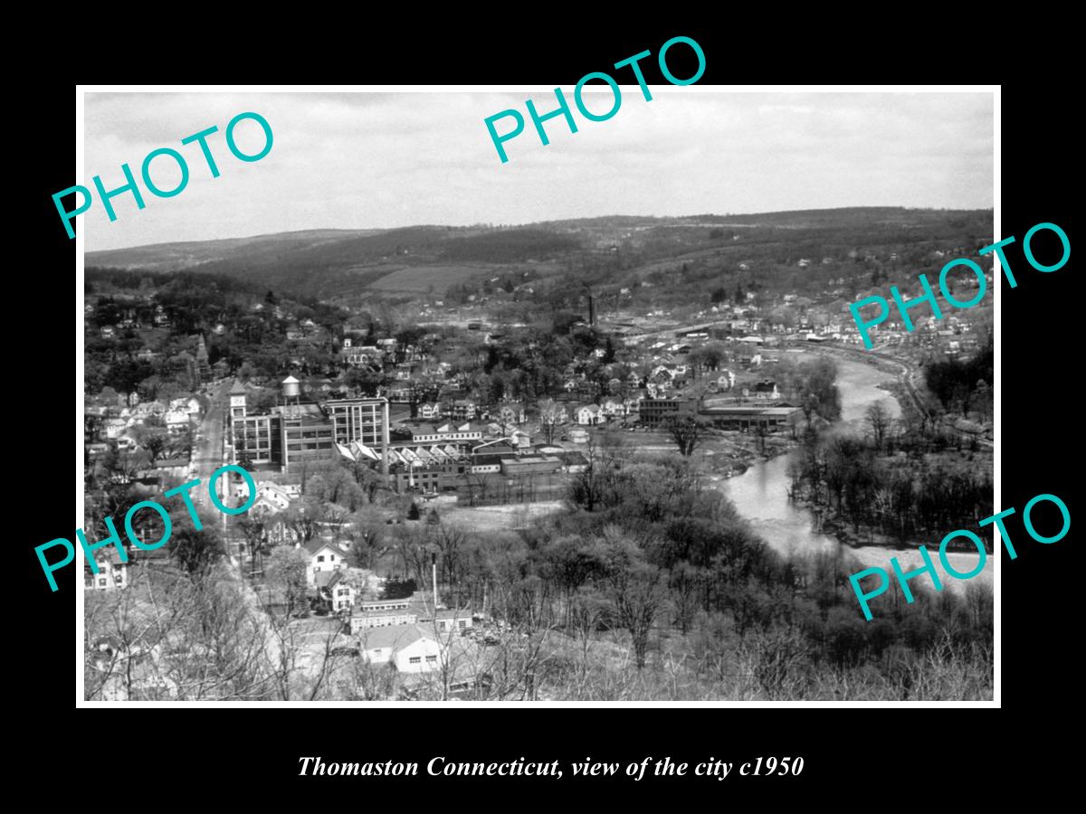 OLD LARGE HISTORIC PHOTO OF THOMASTON CONNECTICUT, VIEW OF THE CITY c1950