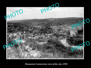 OLD LARGE HISTORIC PHOTO OF THOMASTON CONNECTICUT, VIEW OF THE CITY c1950