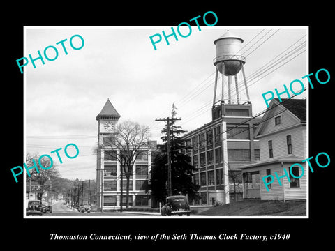 OLD LARGE HISTORIC PHOTO OF THOMASTON CONNECTICUT, THE S/T CLOCK FACTORY c1940