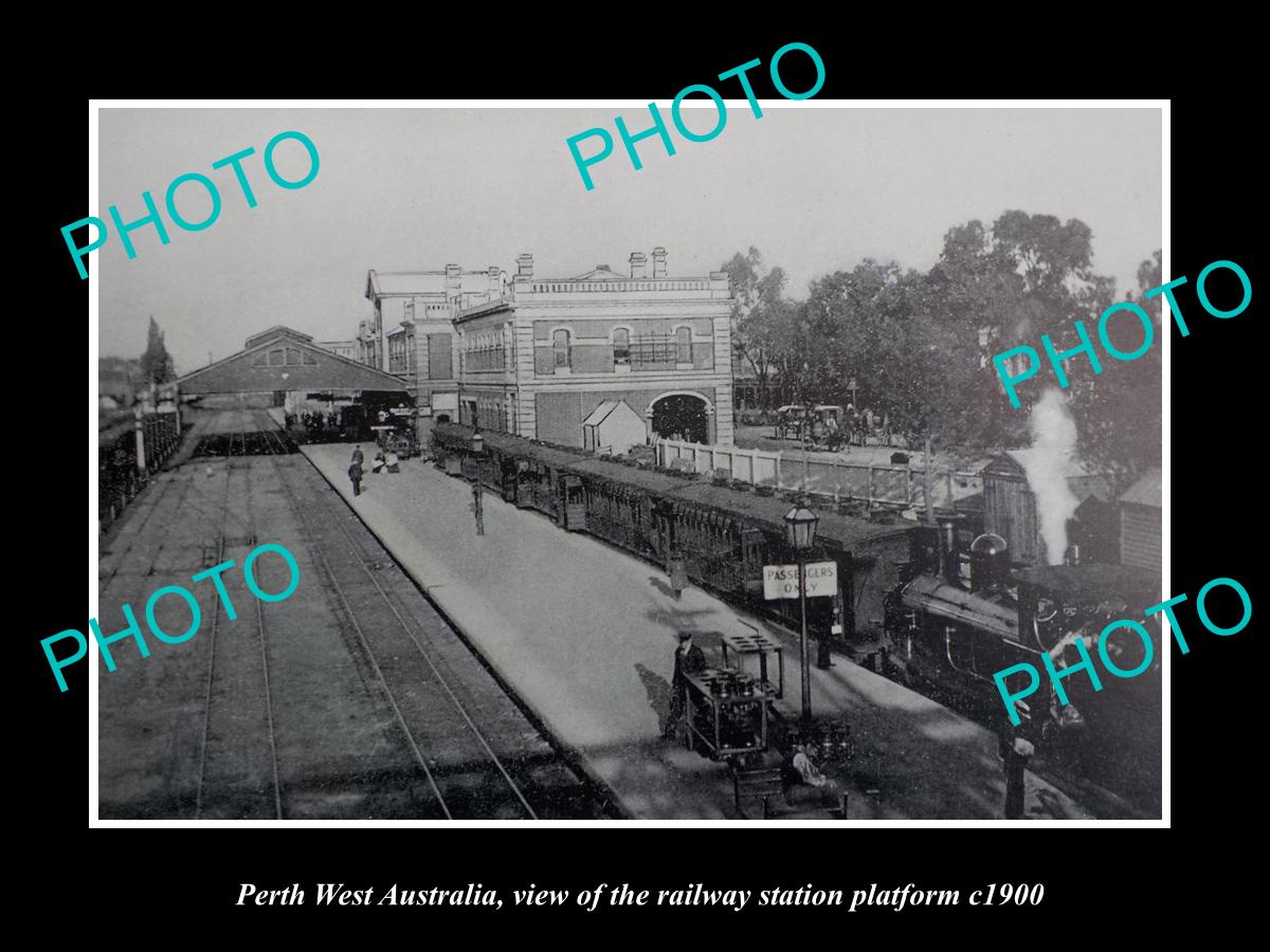 OLD LARGE HISTORIC PHOTO OF PERTH WEST AUSTRALIA, THE RAILWAY STATION c1900