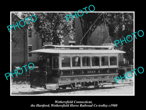 OLD LARGE HISTORIC PHOTO OF WETHERSFIELD CONNECTICUT, WHH RAILROAD TROLLEY c1900