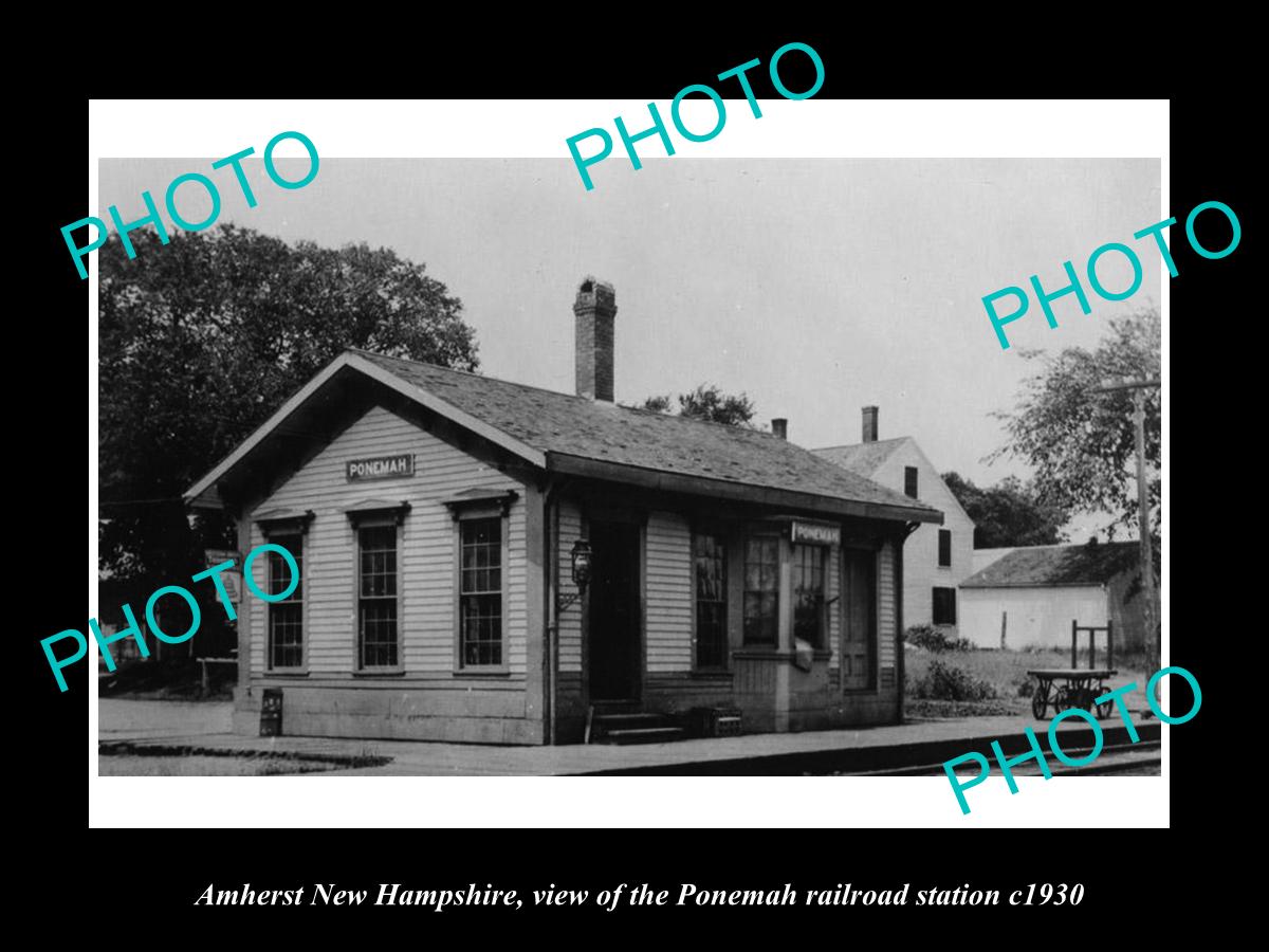 OLD LARGE HISTORIC PHOTO OF AMHERST NEW HAMPSHIRE, PONEMAH RAILROAD STATION 1930