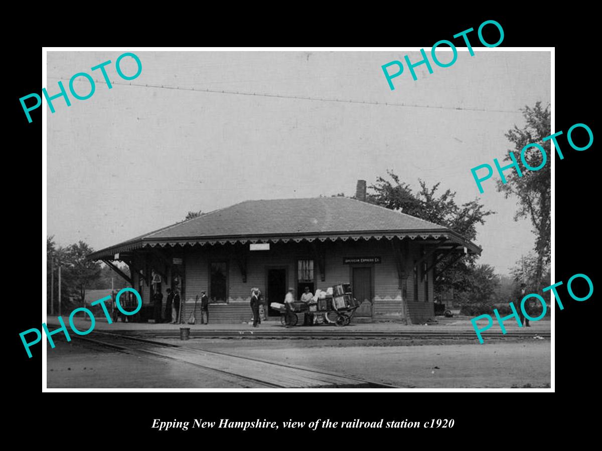 OLD LARGE HISTORIC PHOTO OF EPPING NEW HAMPSHIRE, THE RAILROAD STATION c1920