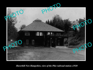 OLD LARGE HISTORIC PHOTO OF HAVERHILL NEW HAMPSHIRE, PIKE RAILROAD STATION c1920