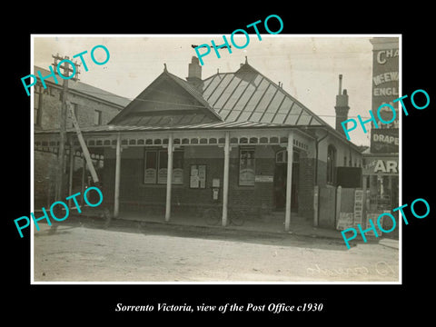 OLD LARGE HISTORIC PHOTO OF SORRENTO VICTORIA, VIEW OF POST OFFICE c1930