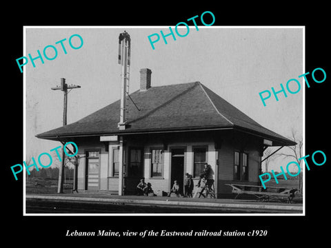 OLD LARGE HISTORIC PHOTO OF LEBANON MAINE, THE EASTWOOD RAILROAD STATION c1920