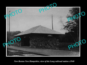 OLD LARGE HISTORIC PHOTO OF NEW BOSTON NEW HAMPSHIRE, LANG RAILROAD STATION 1940