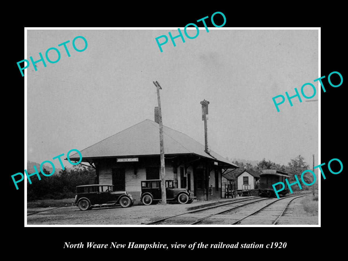 OLD LARGE HISTORIC PHOTO OF NORTH WEARE NEW HAMPSHIRE, THE RAILROAD STATION 1920