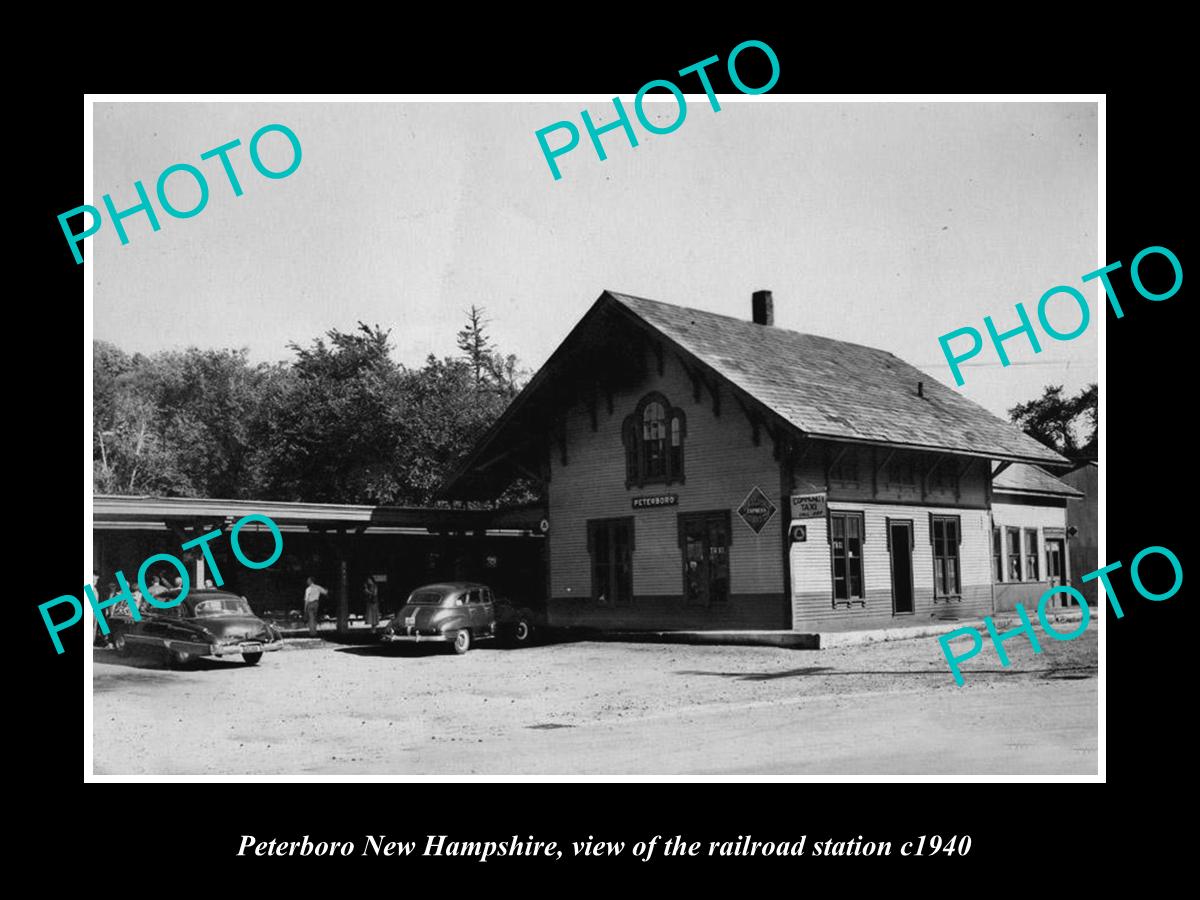 OLD LARGE HISTORIC PHOTO OF PETERBORO NEW HAMPSHIRE, THE RAILROAD STATION c1940