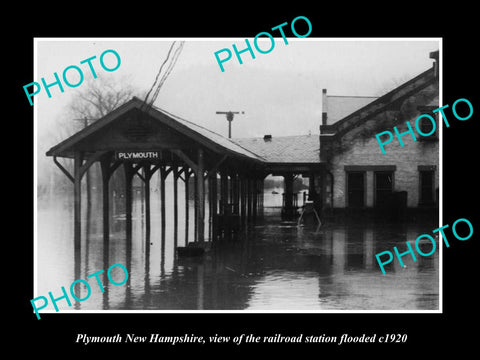 OLD LARGE HISTORIC PHOTO OF PLYMOUTH NEW HAMPSHIRE, THE RAILROAD STATION c1920