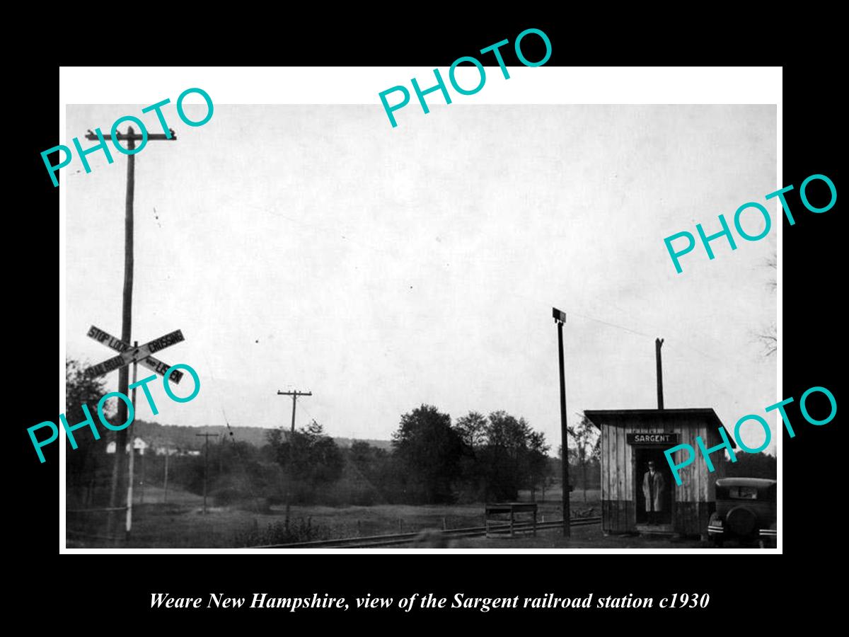 OLD LARGE HISTORIC PHOTO OF WEARE NEW HAMPSHIRE, SARGENT RAILROAD STATION c1930