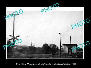 OLD LARGE HISTORIC PHOTO OF WEARE NEW HAMPSHIRE, SARGENT RAILROAD STATION c1930