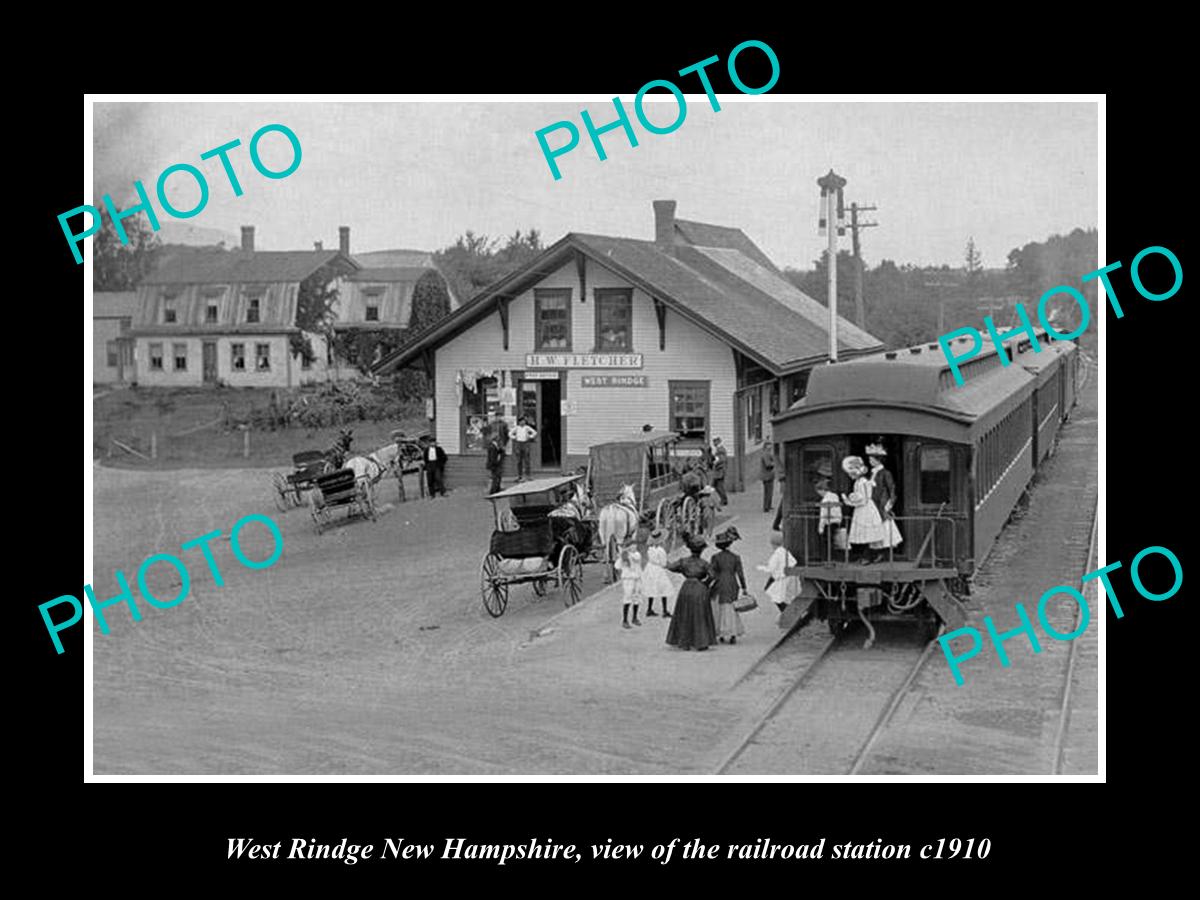 OLD LARGE HISTORIC PHOTO OF WEST RINDGE NEW HAMPSHIRE RAILROAD STATION c1910