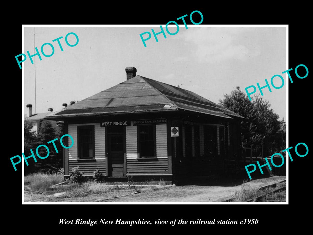 OLD LARGE HISTORIC PHOTO OF WEST RINDGE NEW HAMPSHIRE RAILROAD STATION c1950