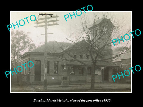 OLD LARGE HISTORIC PHOTO OF BACCHUS MARSH VICTORIA, VIEW OF THE POST OFFICE 1930