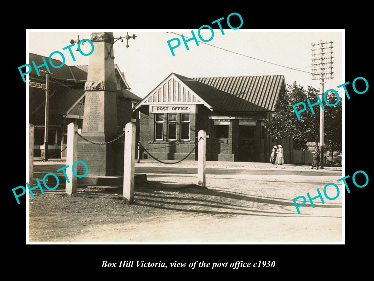 OLD LARGE HISTORIC PHOTO OF BOX HILL VICTORIA, VIEW OF THE POST OFFICE 1930