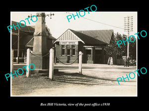 OLD LARGE HISTORIC PHOTO OF BOX HILL VICTORIA, VIEW OF THE POST OFFICE 1930