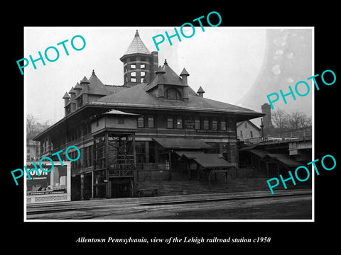 OLD LARGE HISTORIC PHOTO OF ALLENTOWN PENNSYLVANIA, THE RAILROAD STATION c1950