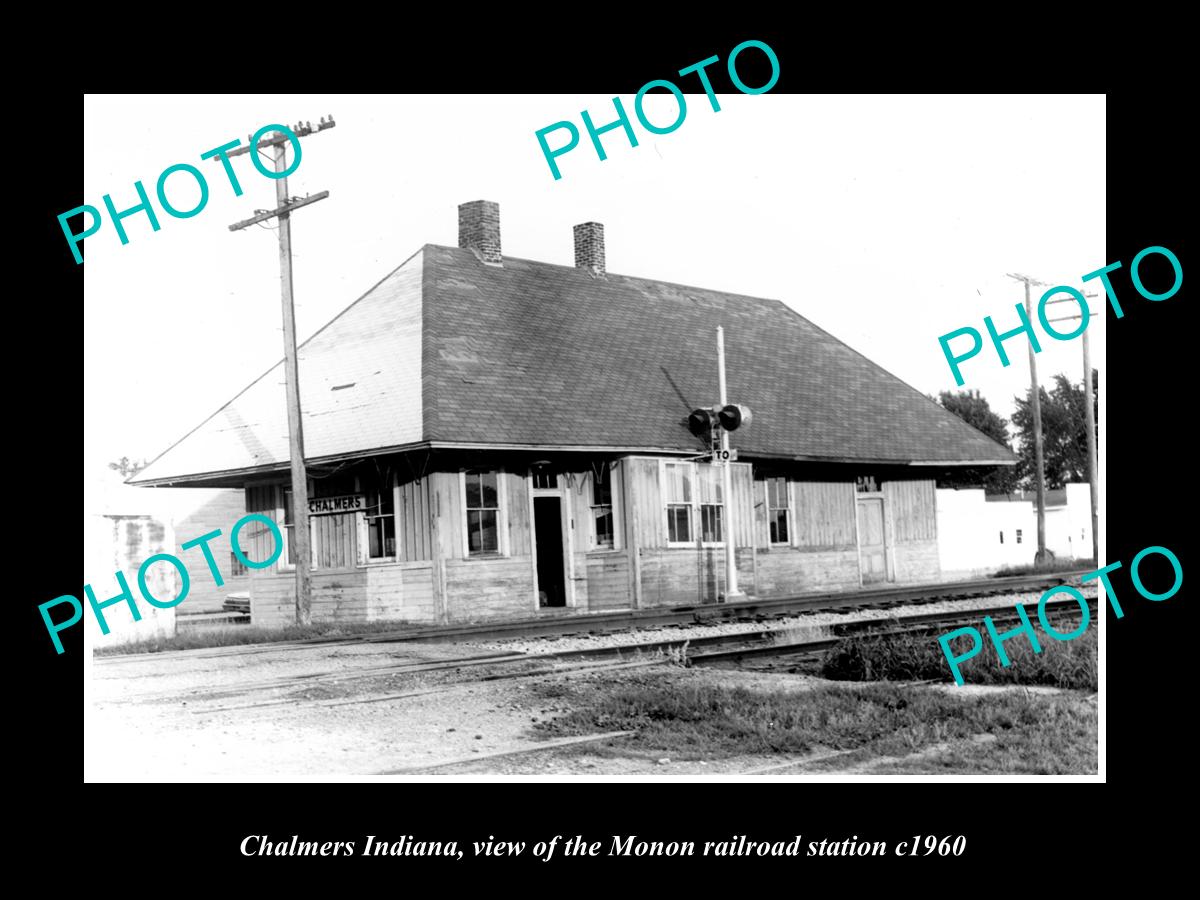 OLD LARGE HISTORIC PHOTO OF CHALMERS INDIANA, THE MONON RAILROAD STATI ...