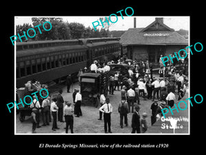 OLD LARGE HISTORIC PHOTO OF EL DORADO SPRINGS MISSOURI RAILROAD STATION c1920