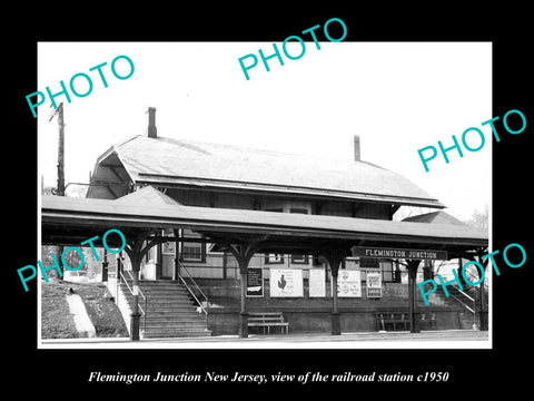 OLD LARGE HISTORIC PHOTO OF FLEMINGTON JUNCTION NEW JERSEY RAILROAD DEPOT 1950 1