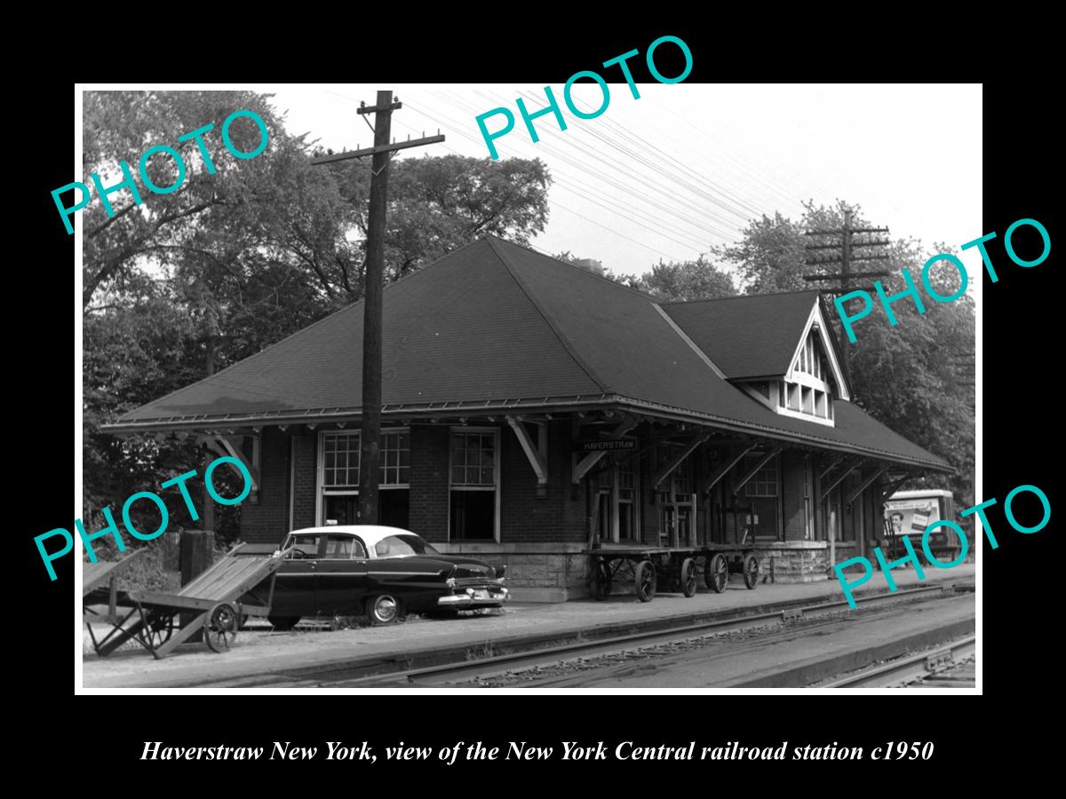 OLD LARGE HISTORIC PHOTO OF HAVERSTRAW NEW YORK, THE NYC RAILROAD STATION c1950