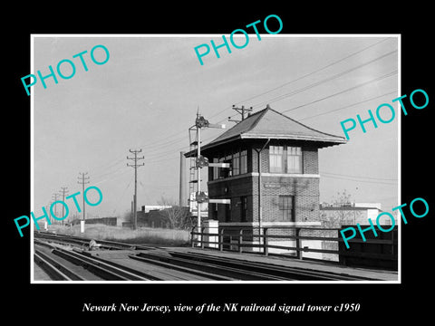 OLD LARGE HISTORIC PHOTO OF NEWARK NEW JERSEY THE NK RAILROAD TOWER c1950