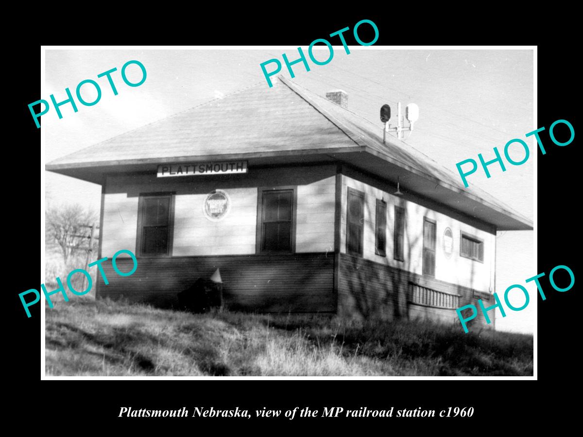 OLD LARGE HISTORIC PHOTO OF PLATTSMOUTH NEBRASKA, THE MP RAILROAD STATION c1960