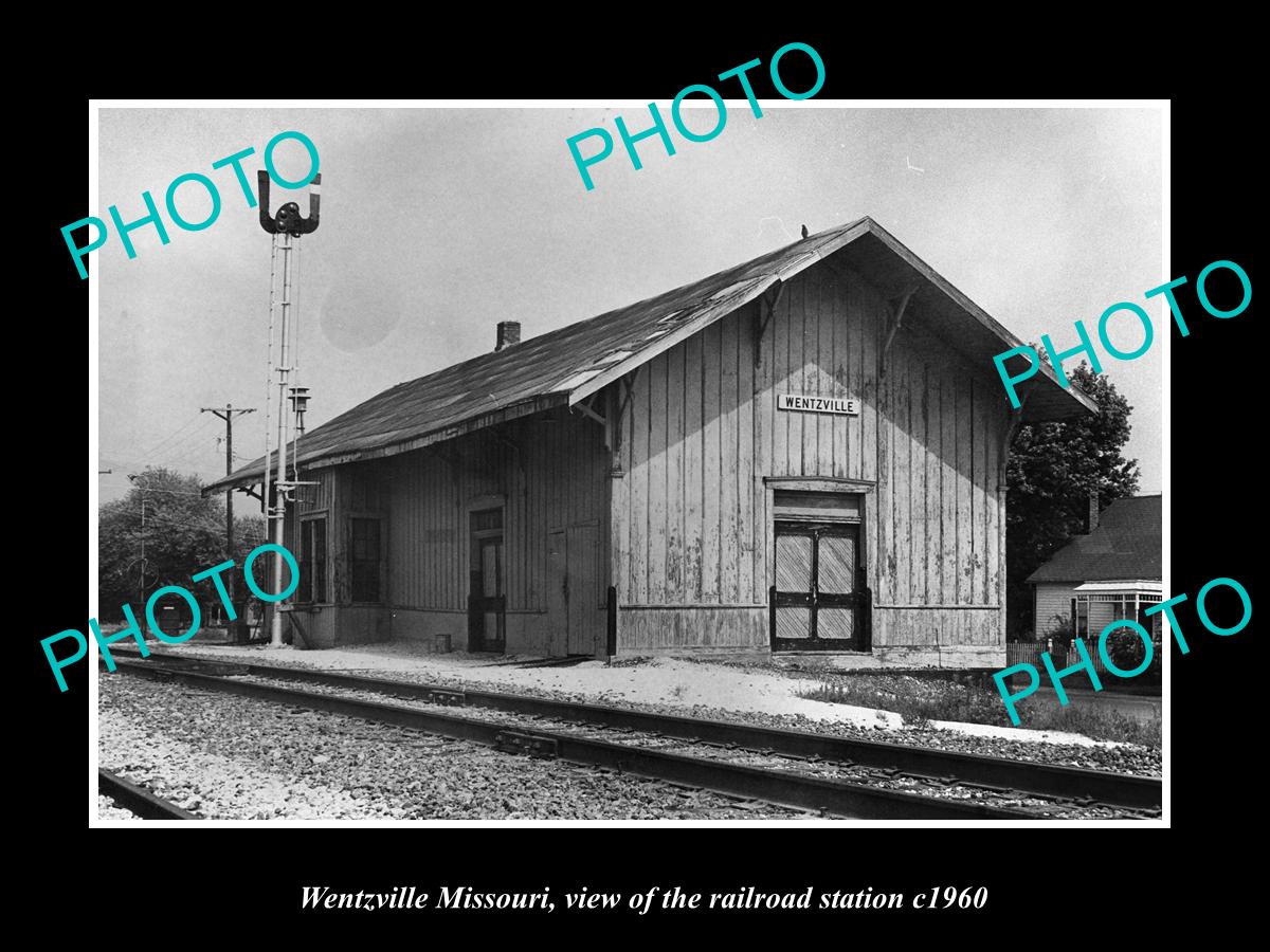 OLD LARGE HISTORIC PHOTO OF WENTZVILLE MISSOURI, THE RAILROAD STATION c1960