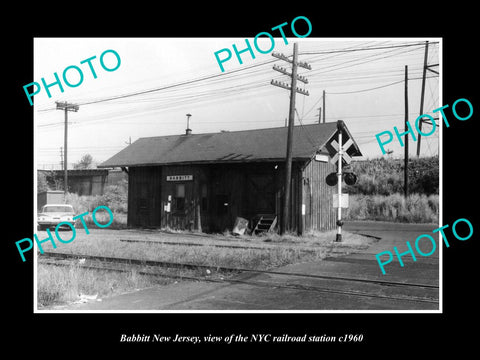 OLD LARGE HISTORIC PHOTO OF BABBITT NEW JERSEY, THE NYC RAILROAD STATION c1960