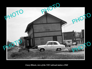 OLD LARGE HISTORIC PHOTO OF CASEY ILLINOIS, THE NYC RAILROAD STATION c1960