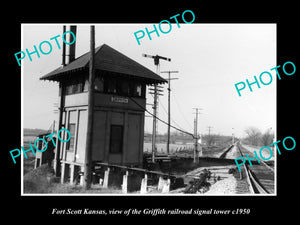 OLD LARGE HISTORIC PHOTO OF FORT SCOTT KANSAS, THE GRIFFITH RAILROAD TOWER c1950