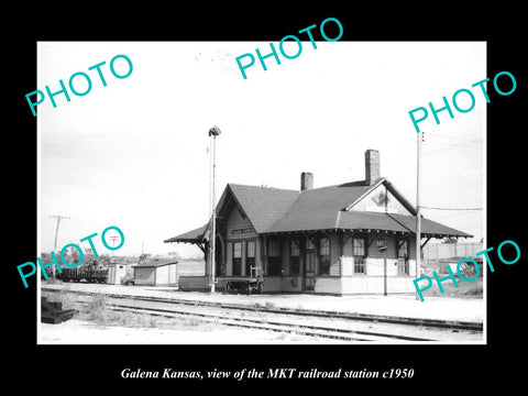 OLD LARGE HISTORIC PHOTO OF GALENA KANSAS, THE MKT RAILROAD STATION c1950