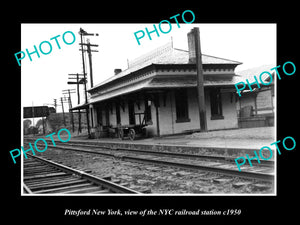 OLD LARGE HISTORIC PHOTO OF PITTSFORD NEW YORK, THE NYC RAILROAD STATION c1950