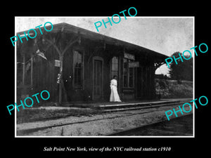 OLD LARGE HISTORIC PHOTO OF SALT POINT NEW YORK, THE NYC RAILROAD STATION c1910